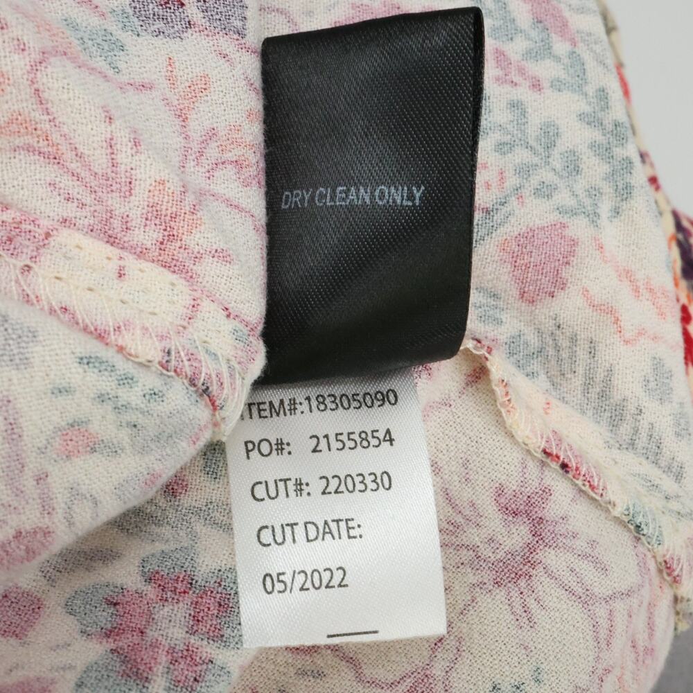 Torrid Top 1 Plus Size 1X Beige Purple Floral Blouse Tasseled Embroidered Boho - Picture 15 of 15